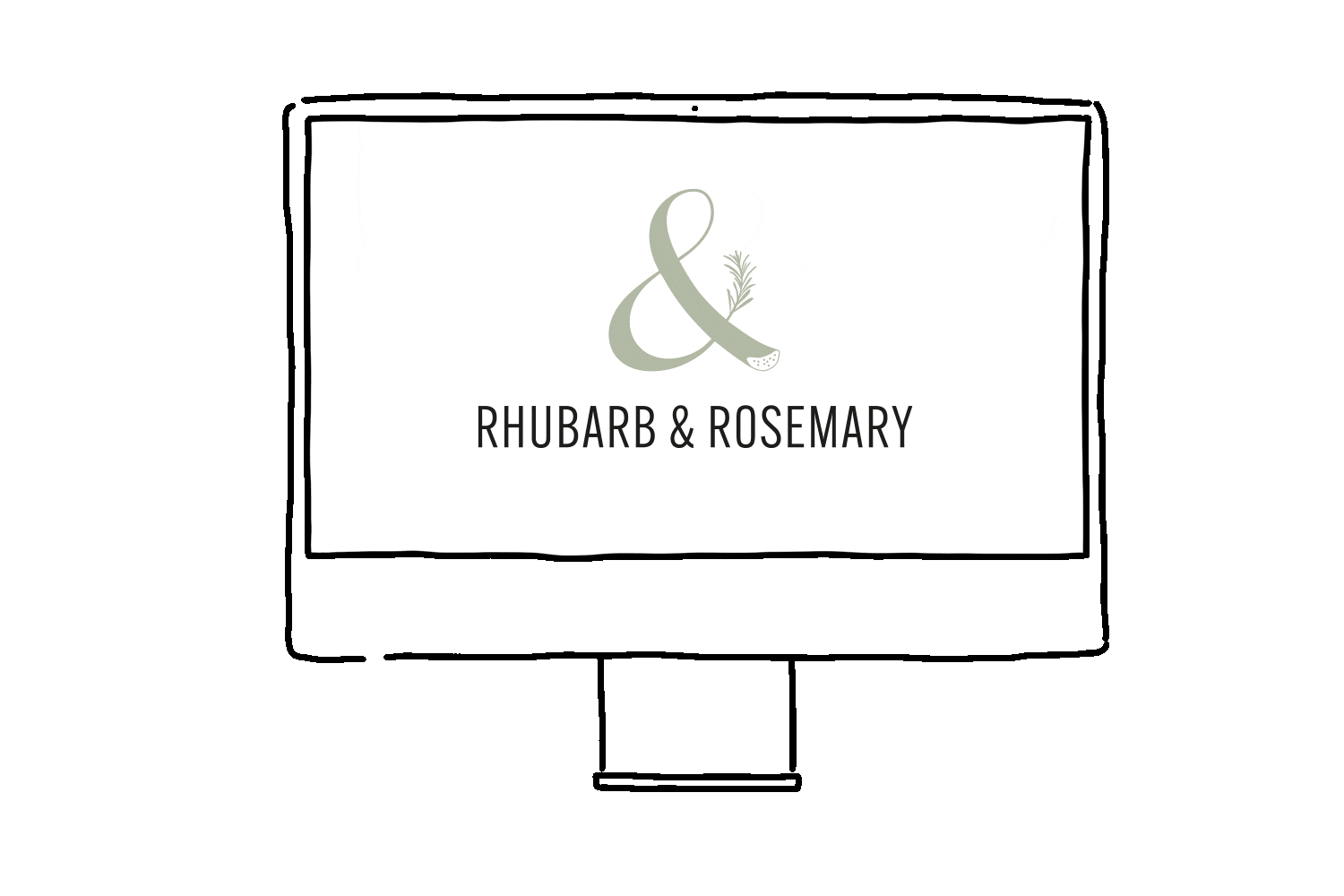 Logoentwurf Rhubarb & Rosemary auf animiertem Bildschirm